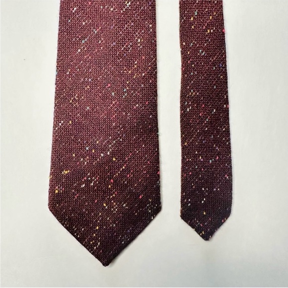 Vintage 100% Scottish Wool RHODE ROYCE Flecked Maroon/Brown Classic Tie - Picture 3 of 6